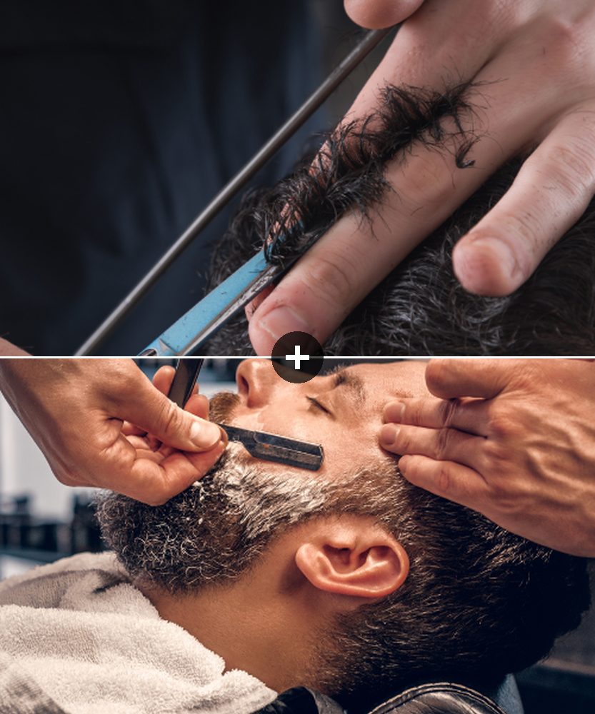 Men’s traditional haircut and beard shave at FlexCuts